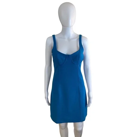 green emerald velvet dress Zara Cross Waist Jersey Dress-Tourmaline Blue, Painted Dot main image 1